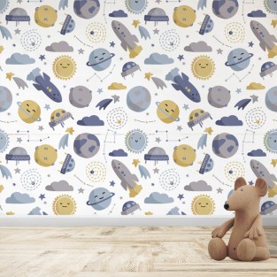 Fotomural Infantil Patrón planetas