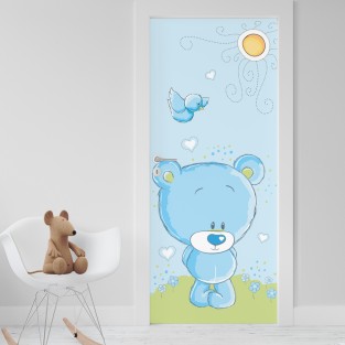 Vinilo puerta infantil osito azul