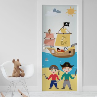 Vinilo puerta infantil piratas