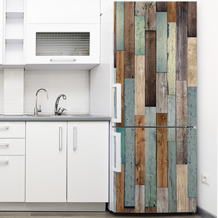 Vinilo para nevera madera colores