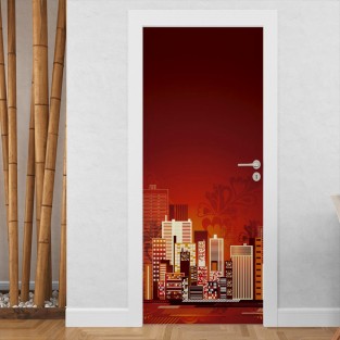 Vinilo para puerta ciudad roja