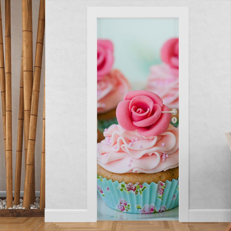 Vinilo para puerta cupcakes