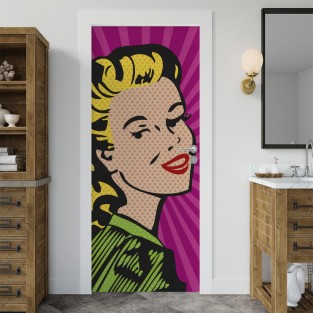 Vinilo para puerta pop art mujer