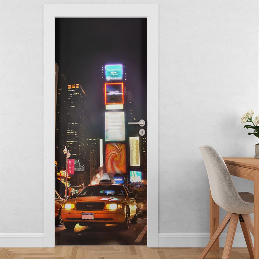 Vinilo para puerta time square