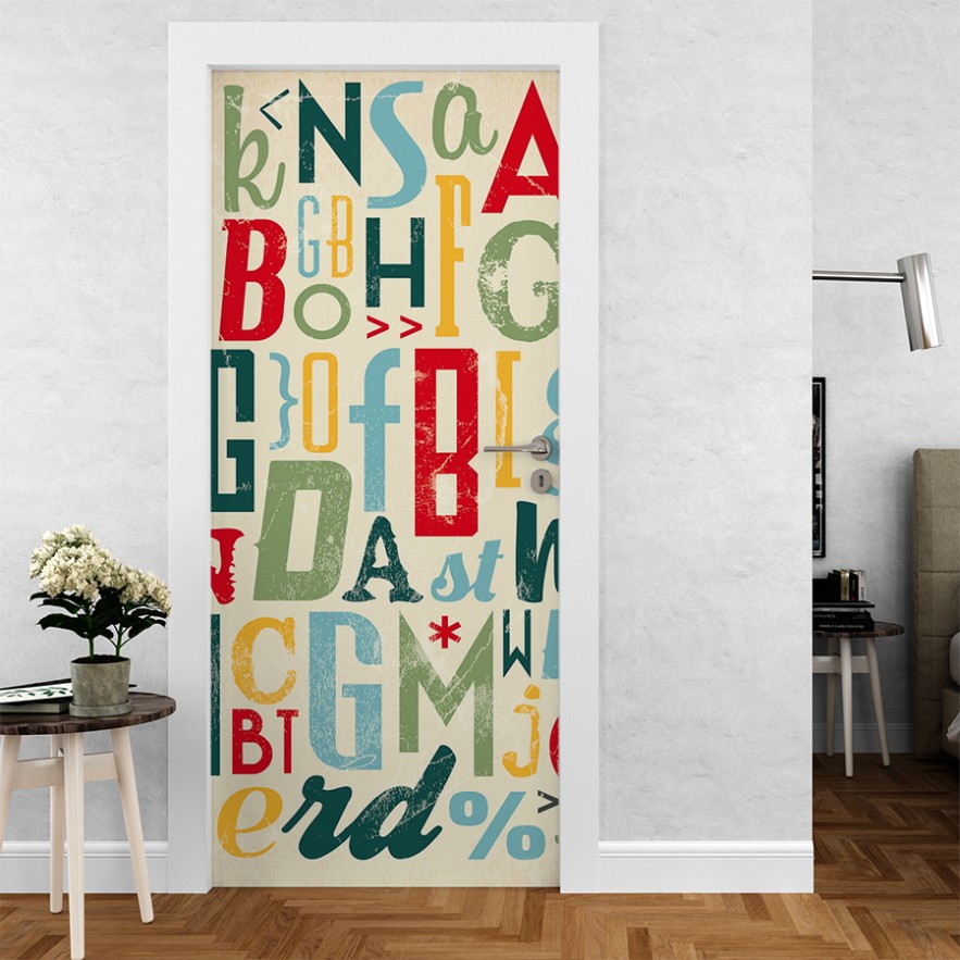 Vinilo para puerta letras retro