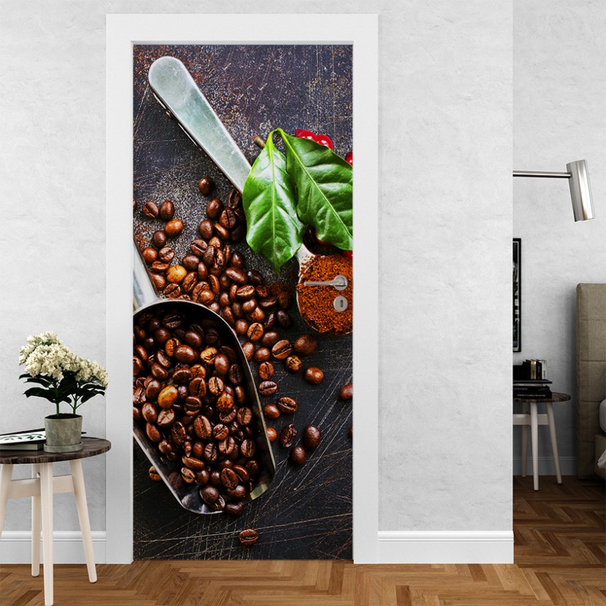 Vinilo para puerta granos de café