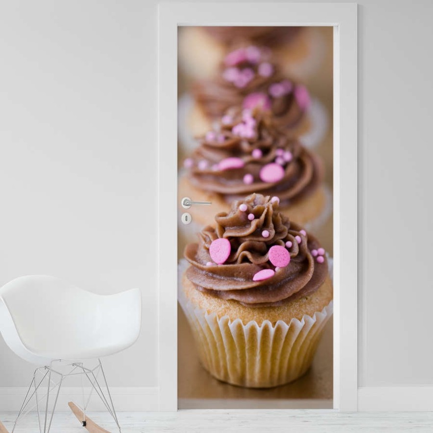 Vinilo para puerta cupcakes chocolate