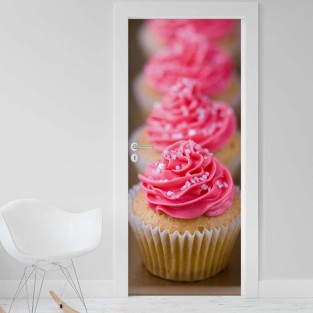 Vinilo para puerta cupcakes rosas Vinilo para puerta cupcakes rosas