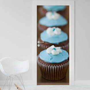 Vinilo para puerta cupcakes celestes Vinilo para puerta cupcakes celestes