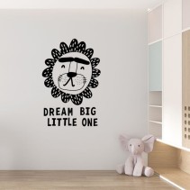 Vinilos adhesivos y adhesivos cara de leon con frase dream big little one