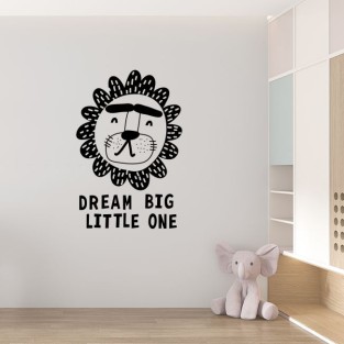 Vinilos adhesivos y adhesivos cara de leon con frase dream big little one Vinilos adhesivos y adhesivos cara de leon con frase dream big little one