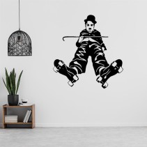 Vinilos adhesivos decorativos charles chaplin con patines