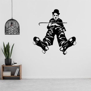 Vinilos adhesivos decorativos charles chaplin con patines Vinilos adhesivos decorativos charles chaplin con patines