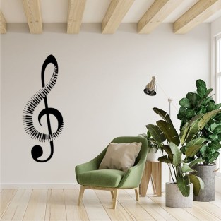 Vinilos adhesivos decorativos clave de sol con teclado