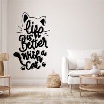 Vinilos adhesivos de gatos frases la vida es mejor con un gato
