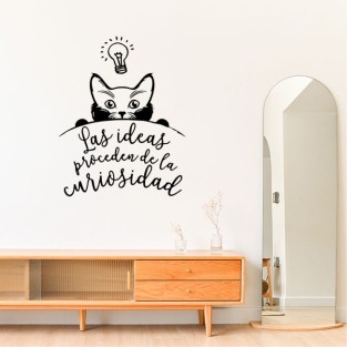 Vinilos adhesivos frases gato las ideas proceden de la curiosidad Vinilos adhesivos frases gato las ideas proceden de la curiosidad