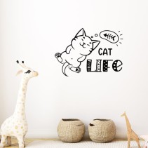Vinilos adhesivos decorativo de gato frase cat life