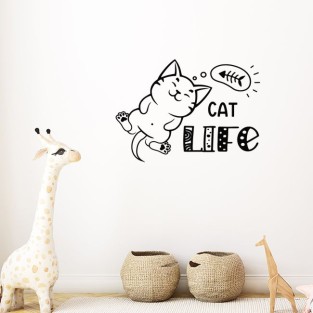 Vinilos adhesivos decorativo de gato frase cat life
