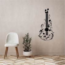 Vinilos adhesivos decorativos guitarra con flores