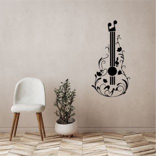Vinilos adhesivos decorativos guitarra con flores