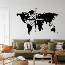 Vinilos adhesivos decorativos de un mapamundi con brújula