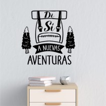 Vinilos decorativos mochila con frases di si a nuevas aventuras