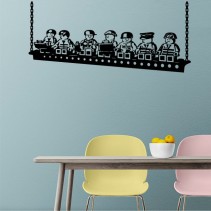 Vinilos adhesivos decorativos de obreros en la viga playmobil
