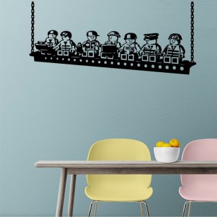 Vinilos adhesivos decorativos de obreros en la viga playmobil