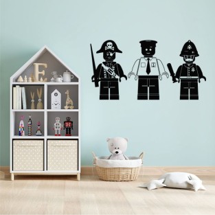 Vinilos adhesivos decorativos de policías y piratas playmobil