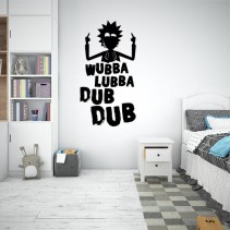 Vinilos adhesivos decorativos rick y morty frase wubba lubba