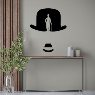 Vinilos decorativos silueta de charles chaplin y sombrero
