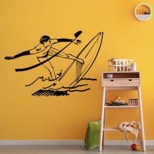 Vinilos adhesivos decorativos de silueta surfista Vinilos adhesivos decorativos de silueta surfista