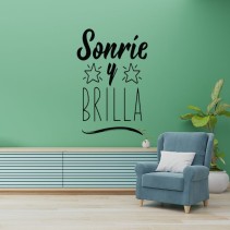 Vinilos adhesivos decorativos de frases sonríe y brilla