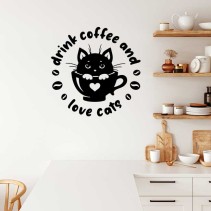 Vinilos decorativos y adhesivos  drink coffee and love cats