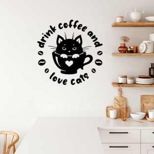 Vinilos decorativos y adhesivos drink coffee and love cats Vinilos decorativos y adhesivos drink coffee and love cats