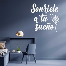 Vinilos decorativos y adhesivos frase sonriele a tu sueño