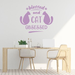Vinilos decorativos y adhesivos frases bendecido y obsesionado con gatos Vinilos decorativos y adhesivos frases bendecido y obsesionado con gatos