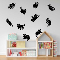 Vinilos decorativos y adhesivos de gatos flotantes