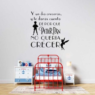 Vinilos decorativos y adhesivos de frase peter pan y un dia creceras Vinilos decorativos y adhesivos de frase peter pan y un dia creceras