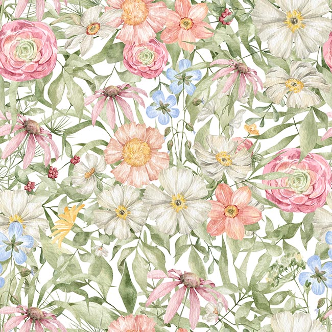 Papel pintado o fotomural flores colores pastel