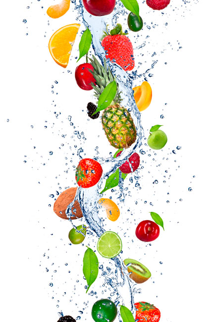 Vinilos frutas en el agua lavavajillas