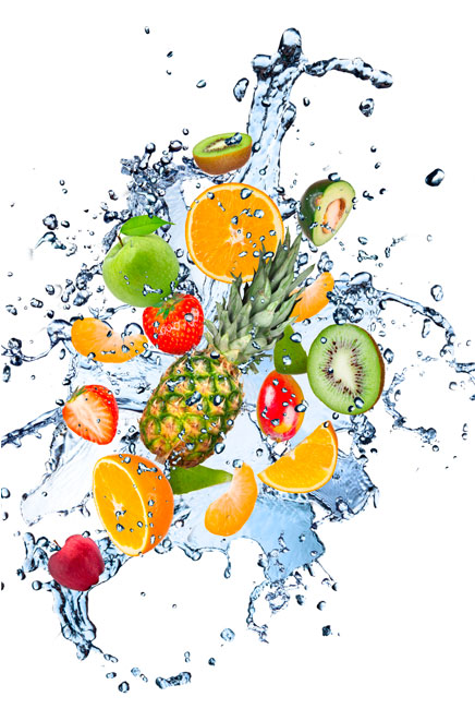 Vinilos electrodomésticos neveras frutas y salpicaduras de agua