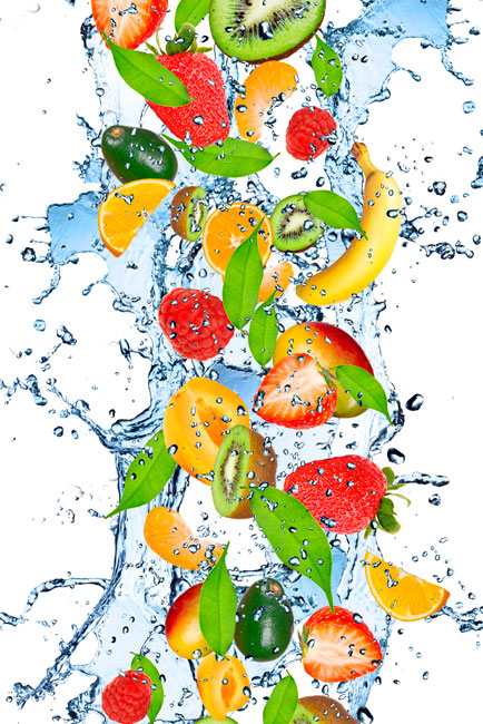 Vinilos y pegatinas frutas salpicadura agua lavavajillas