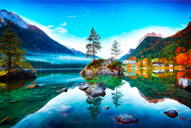 Fotomural amanecer lago hintersee