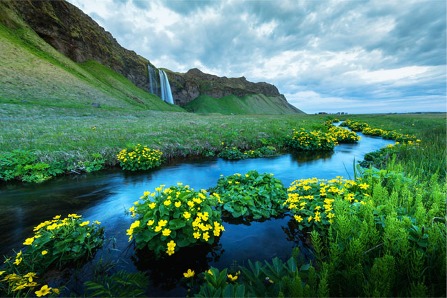 Fotomural paisaje cascadas seljalandsfoss islandia