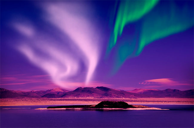 Fotomural paisaje aurora boreal