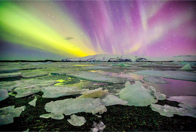 Fotomural paisaje aurora boreal islandia