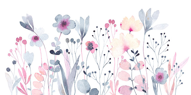 Fotomural o papel pintado dibujo flores en acuarela
