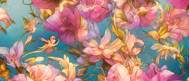 Fotomural o papel pintado ilustraciones flores acuarela