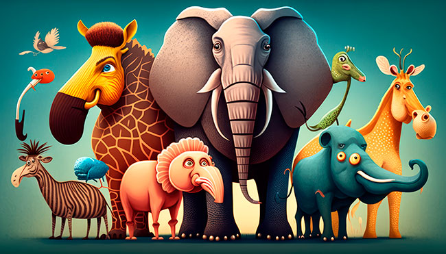 Fotomural o papel pintado animales ilustrados selva